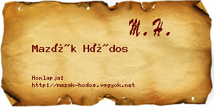 Mazák Hódos névjegykártya